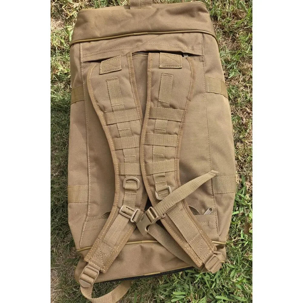 Flying Circle Tactical Square Duffel Backpack Goliad Brown External Pockets